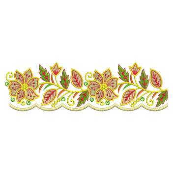 Stunning Cutwork Floral Saree Border Embroidery Design