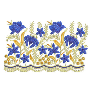 Opulent Floral Lace Embroidery Design (4 Colors, 15.6cm x 26.4cm)