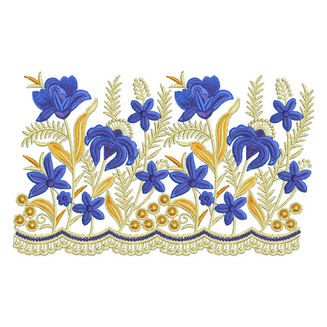 Opulent Floral Lace Embroidery Design (4 Colors, 15.6cm x 26.4cm)