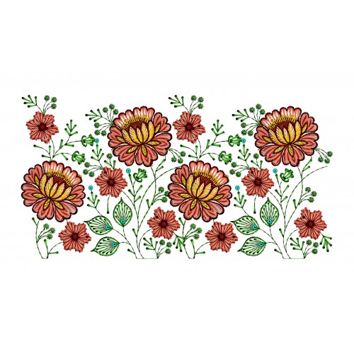 Embroidery Floral Border
