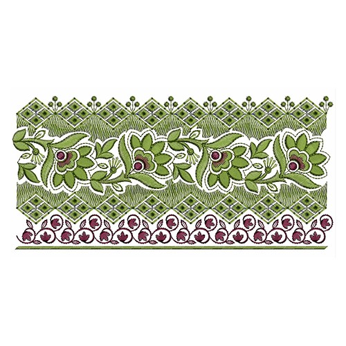 Flat Border Embroidery With Boring Pattern