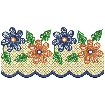Floral and Leaf Saree & Kurti Embroidery Border Design