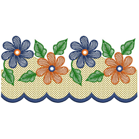 Floral and Leaf Saree & Kurti Embroidery Border Design