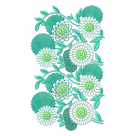 Folk Style Floral Embroidery Design 25119