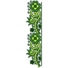 Green With Yellow Thread Lace Embroidery Design 25331