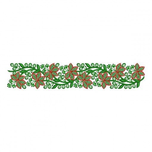 Leaves and Flower Saree Border Embroidery Design