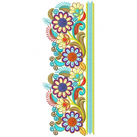 Metal Thread Style Lace Embroidery Design 25030