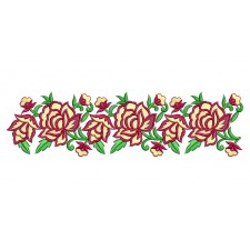 Rose Flower Embroidery Border Design