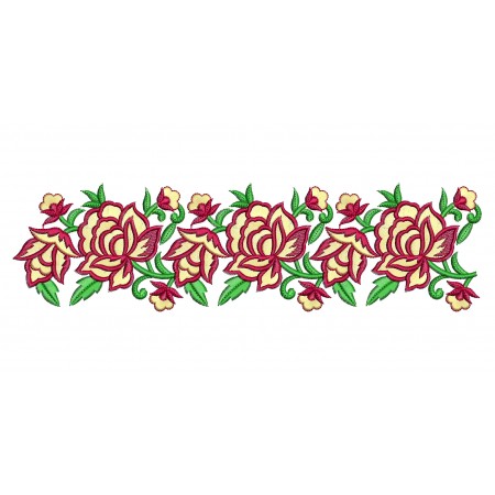 Rose Flower Embroidery Border Design