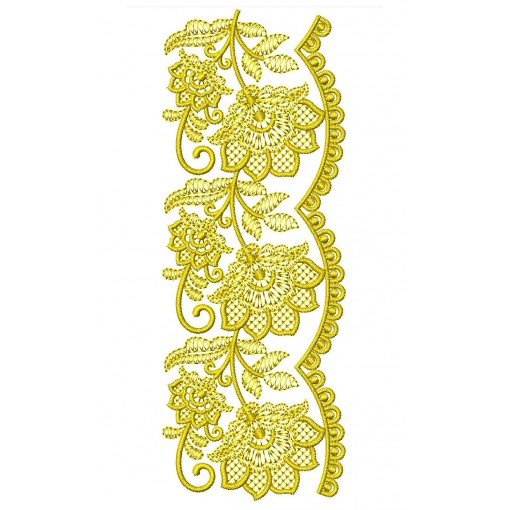 Scarves with Edge Cut Work Lace Embroidery Design DST 25605