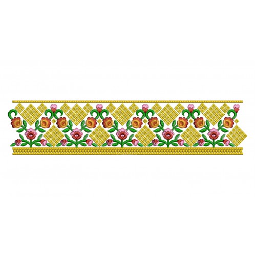 Traditional Flower Border Embroidery