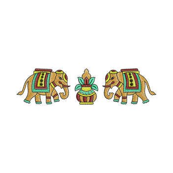 Elephants Kalash Embroidery For Traditional Bag