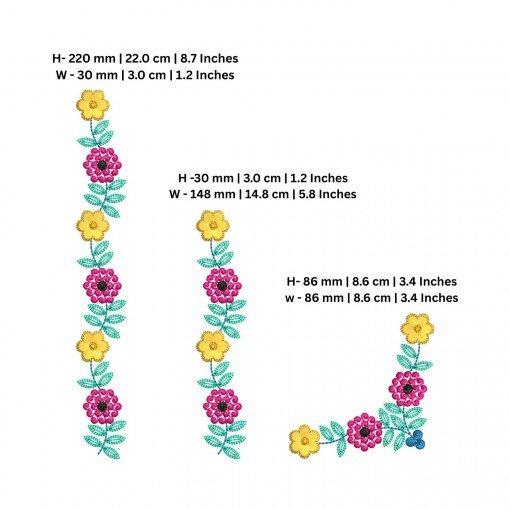 EmbDesignTube Floral Border & Corner Embroidery Design Set EmbDesignTube Floral Border & Corner Embroidery Design Set