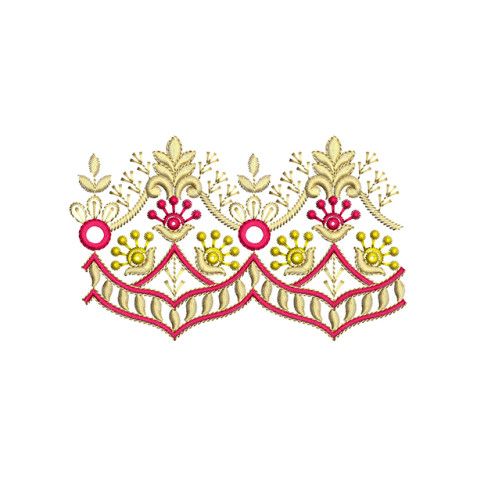 Kutch Style Mirror Work Lace Pattern