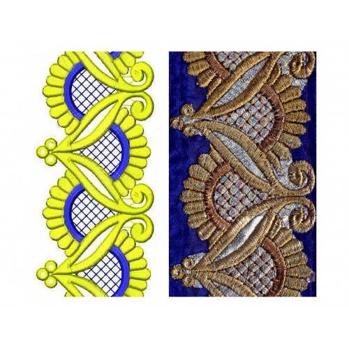 Latest Garment Embroidery Design | Lace Border Brocade