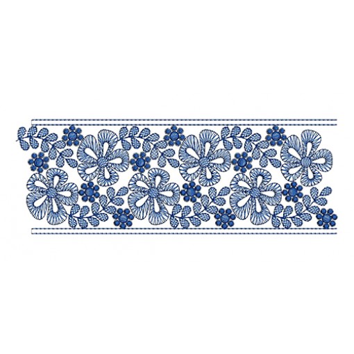 Periwinkle Flower Embroidery Lace Design