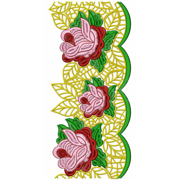 Red Rose Embroidery Lace Design 26126