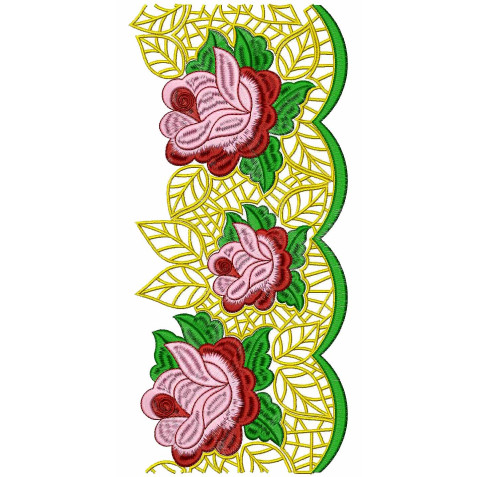 Red Rose Embroidery Lace Design 26126