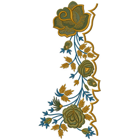 Rose Border With Cut Work Embroidery Design 25099
