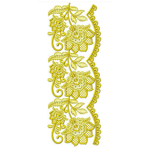 Scarves with Edge Cut Work Lace Embroidery Design 24907