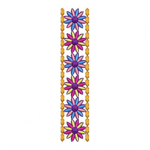 Color South Indian Floral Border - 144x31mm