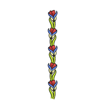 Vibrant Stylized Tulip Vertical Border Embroidery Design