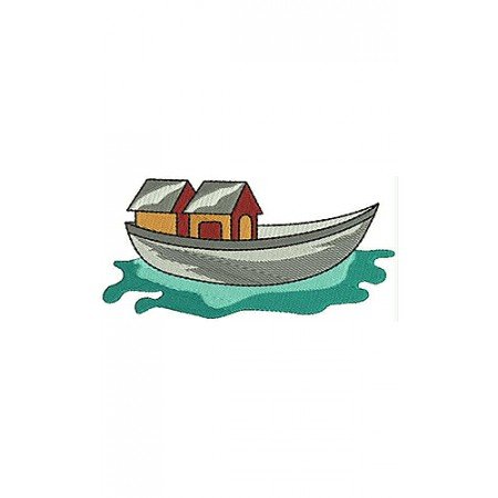 Wooden Boat Embroidery Design 8275