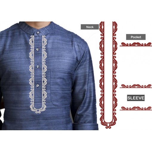 Placket Mens Neck Embroidery Design 25474