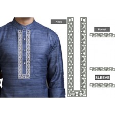 Unique Style Placket Mens Neck Embroidery Design 25471