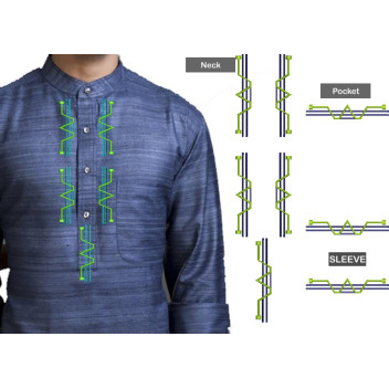 Latest Placket Mens Neck Embroidery Design 25475