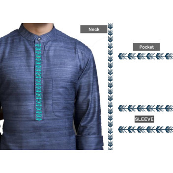 Placket Mens Neck Embroidery Design 25469