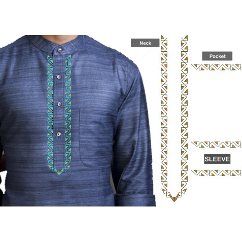 Placket Mens Neck Embroidery Design 25473