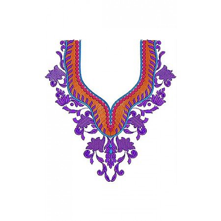 Fashion Flapper Era Modern Dress Neck Embroidery Design