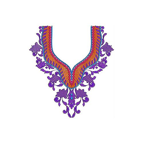 Fashion Flapper Era Modern Dress Neck Embroidery Design