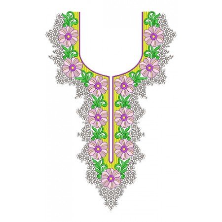Rhinestone Neck Embroidery Design 11020