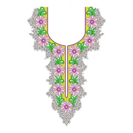 Rhinestone Neck Embroidery Design 11020