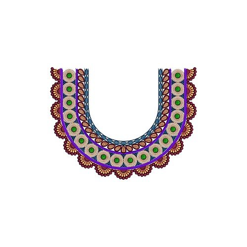 Neckline Fashion Boarder Embroidery Dress Cording Design
