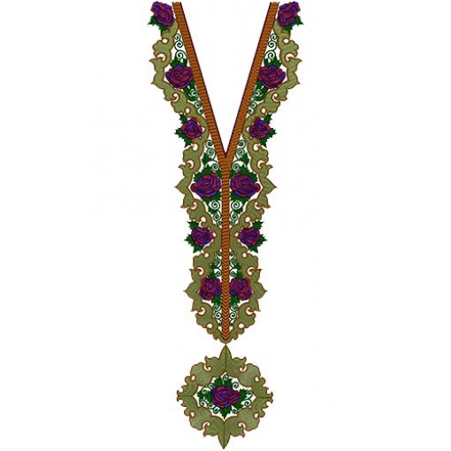 Pakistani Party Designer Neck Embroidery Design 14034