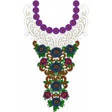 Evening Party Dress Neck Embroidery Design 14047