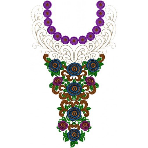 Evening Party Dress Neck Embroidery Design 14047