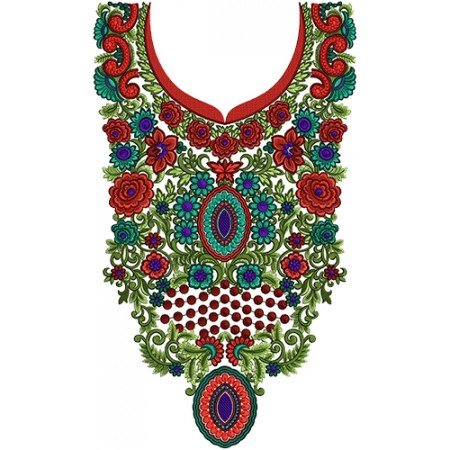 Fashion Women Neck Embroidery Design 14050