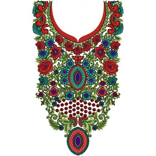 Fashion Women Neck Embroidery Design 14050