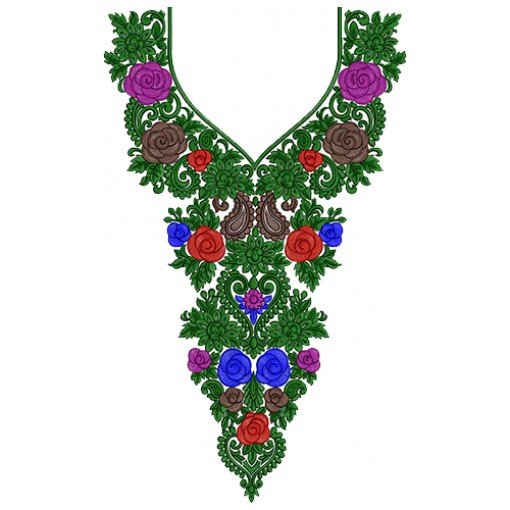Pakistani Long Neck Embroidery Design 14058