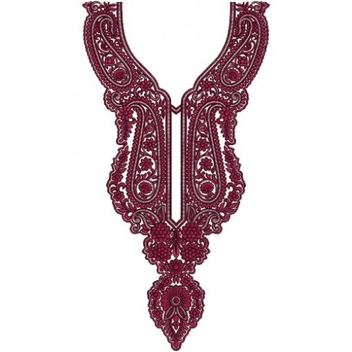 Princess Lady Fashion Neck Embroidery Design 14064