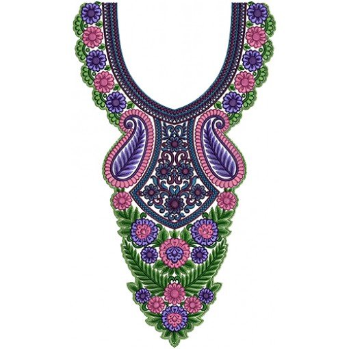 Delightful Arabian Neck Embroidery Design 14065