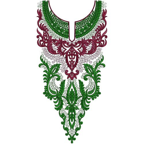 Ladies Fashion Neck Embroidery Design 15483