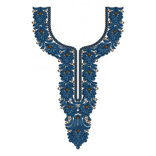 Vintage Floral Neck Yoke Gala Embroidery Design 15498
