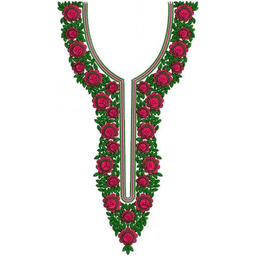 Pakistani Lawn Suit Tunic Neck Embroidery Design 15778