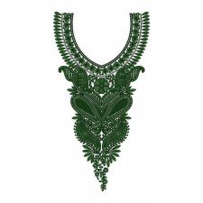 Batik Fabrics Dress Neck Embroidery Design 16670