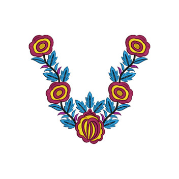 Beautiful Ethnic Flowers Neck Design 16799